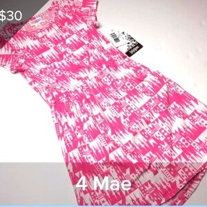 Disney Girls Princess Cinderella Castle Hot Pink and White 4T Dress with Pockets